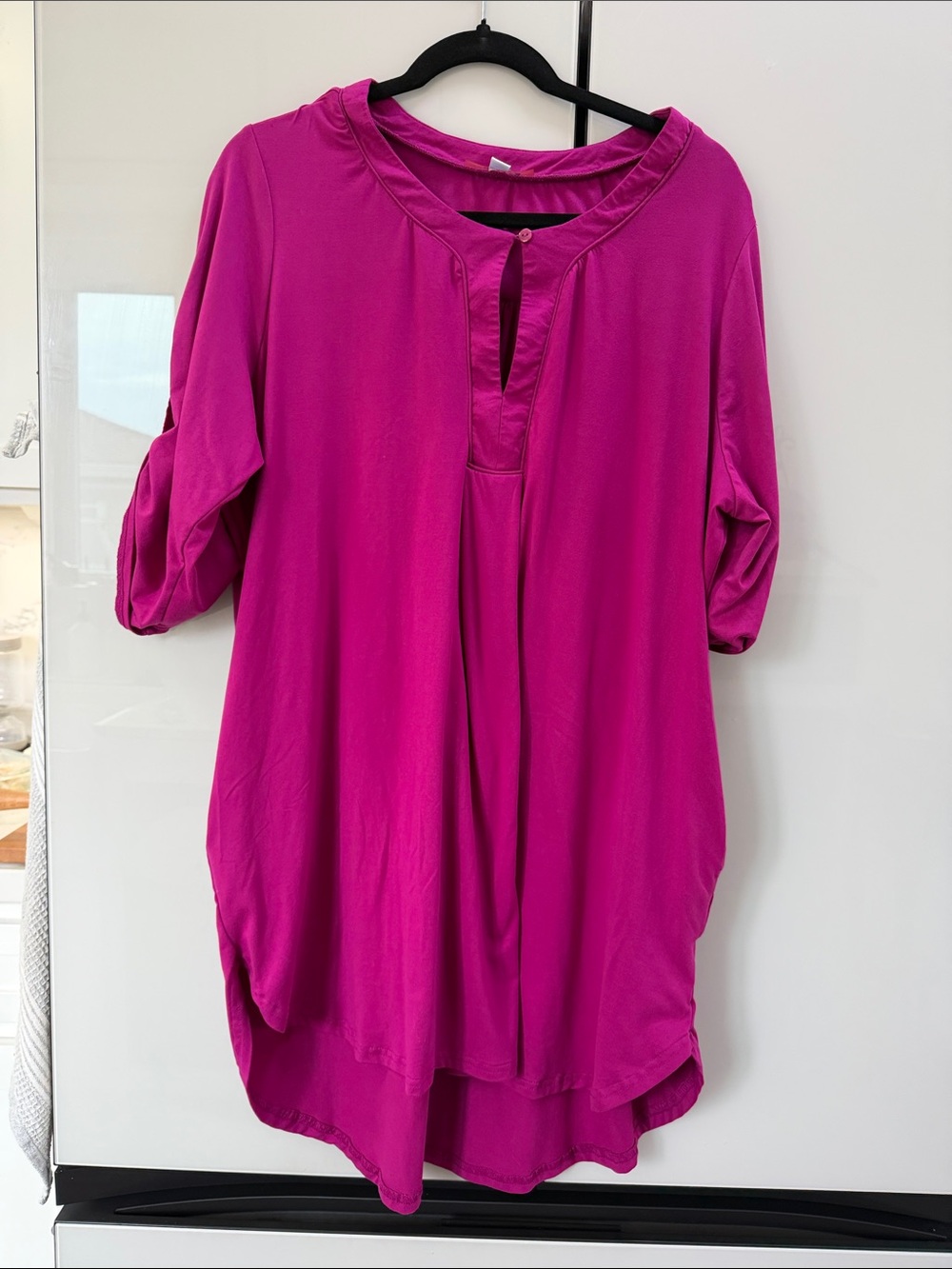 Swimsuits For All Fuchsia Button-Keyhole Tunic Top